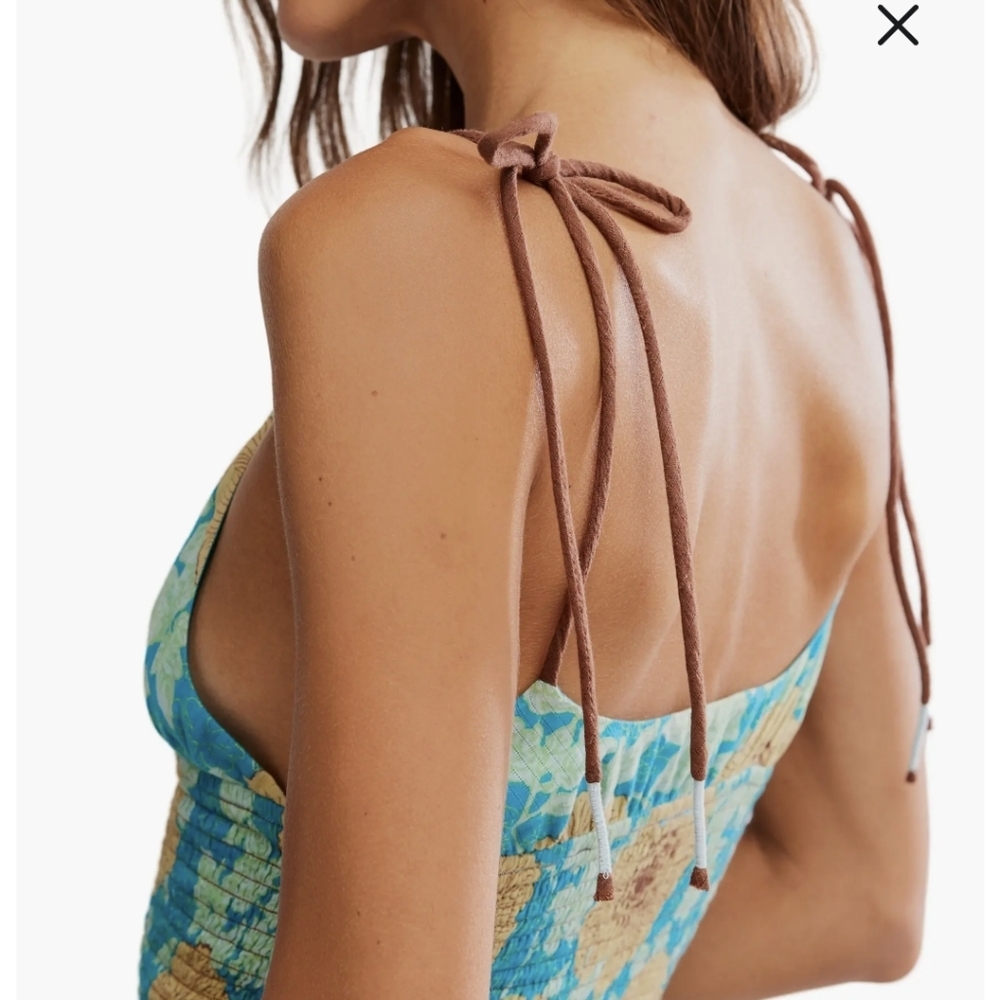 Free People Adriel Tie Strap Tiered Midi Dress sz LRG in Ivory Combo💲ON SALE💲​​ - Picture 13 of 16